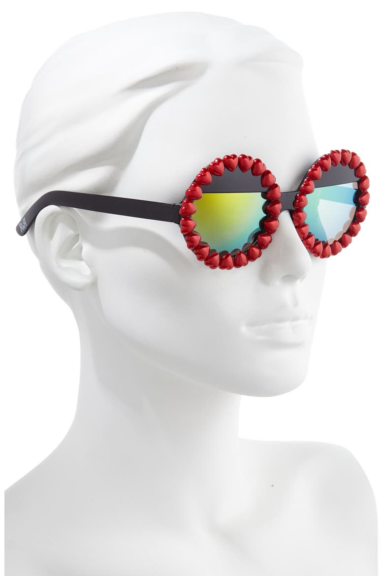 Heart Round Sunglasses, Alternate, color, RED/ GREEN MIRRORED