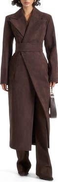 Manière De Voir Esma Suede Asymmetric Coat with Cinch Belt