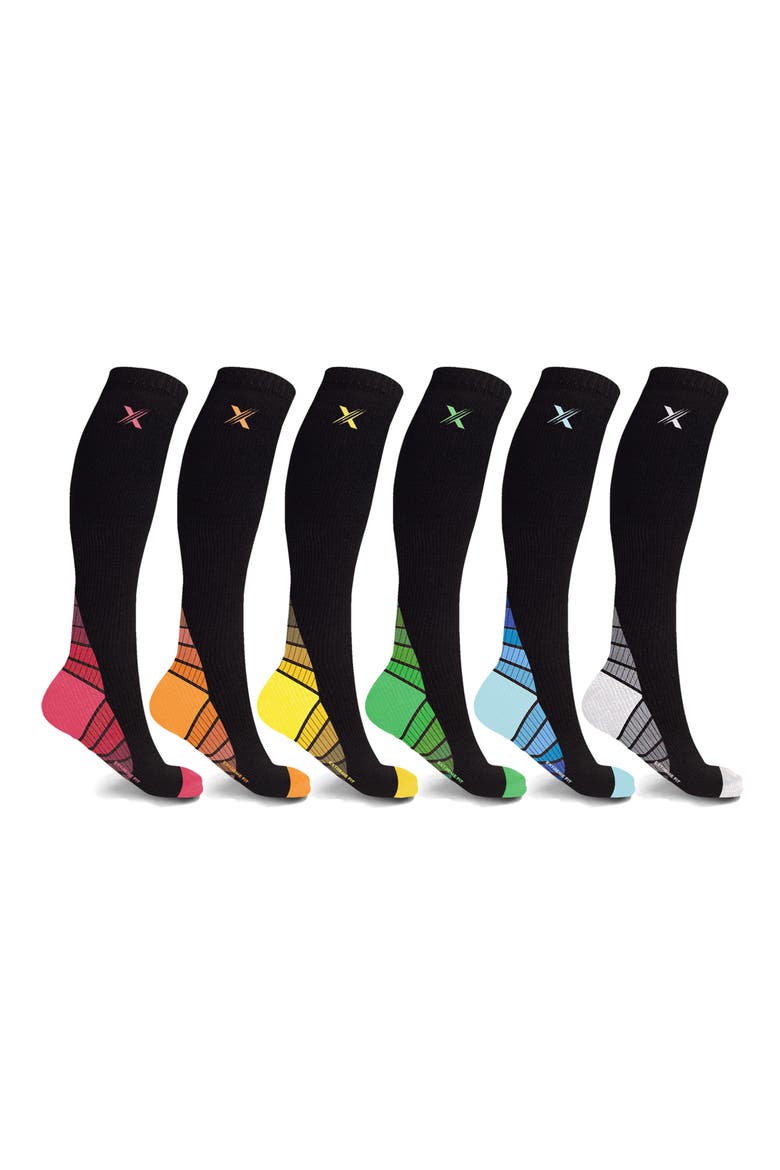 Gender Inclusive Assorted 6-Pack Premium Compression Socks, Main, color, BLACK ASSORTED