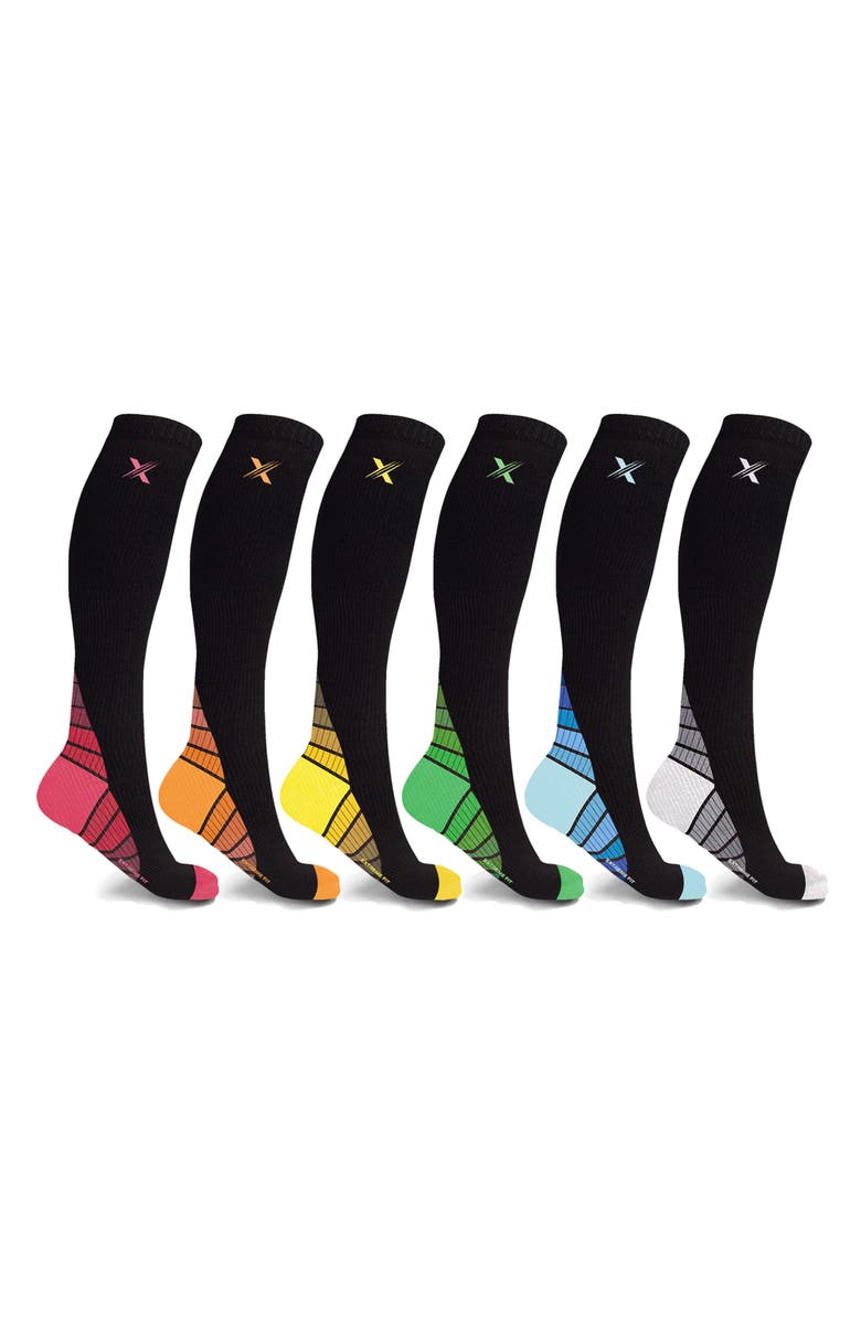 EXTREME FIT Gender Inclusive Assorted 6-Pack Premium Compression Socks, Main, color, Black Assorted