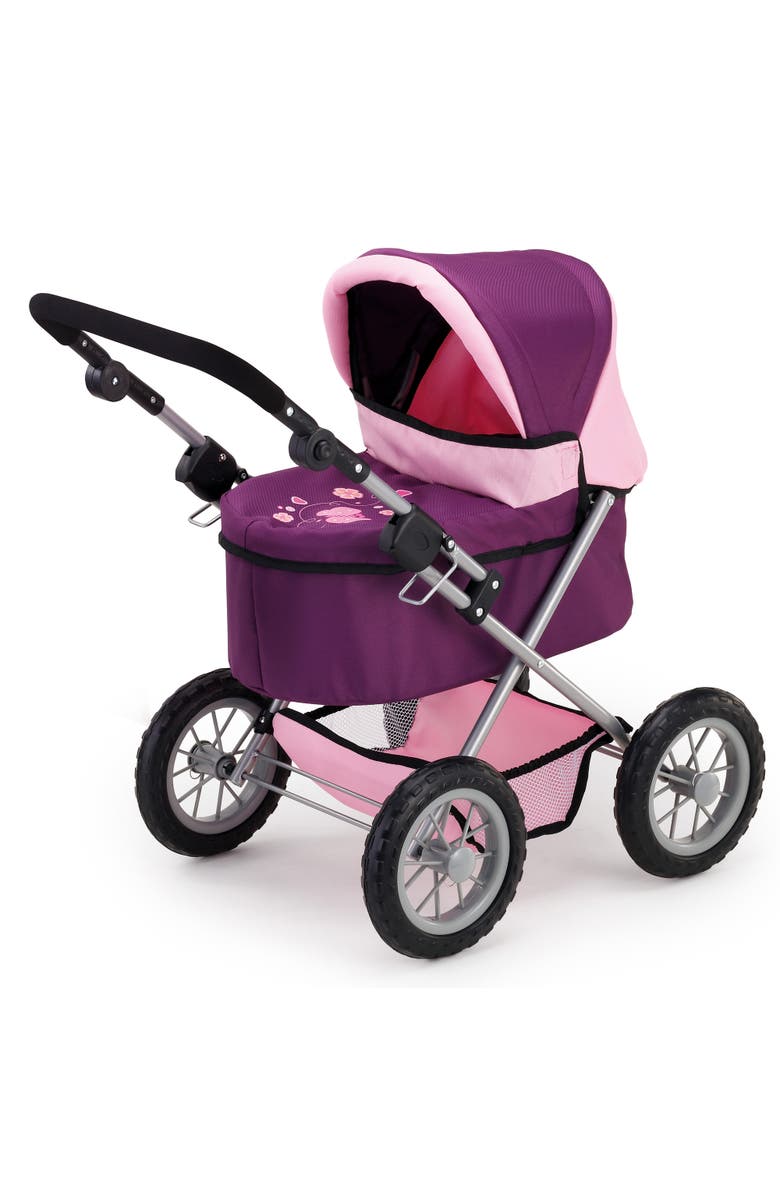 Bayer Design Trendy Pram Purple & Pink Fits Dolls Up To 18 Inches, Alternate, color, Multicolored