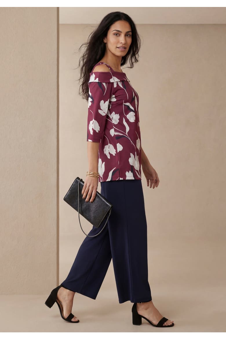 Cold Shoulder Top, Alternate, color, CLARET PAINTED PETALS