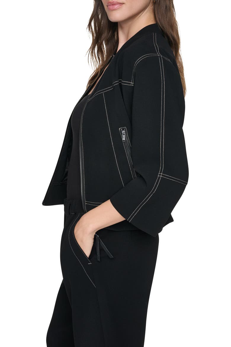 Contrast Stitch Jacket, Alternate, color, BLACK