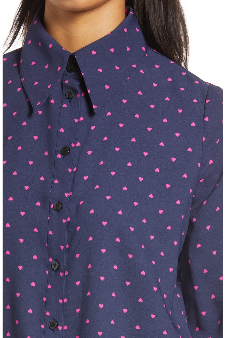 x Atlantic-Pacific Puff Sleeve Button-Up Shirt, Alternate, color, NAVY PEACOAT HEART