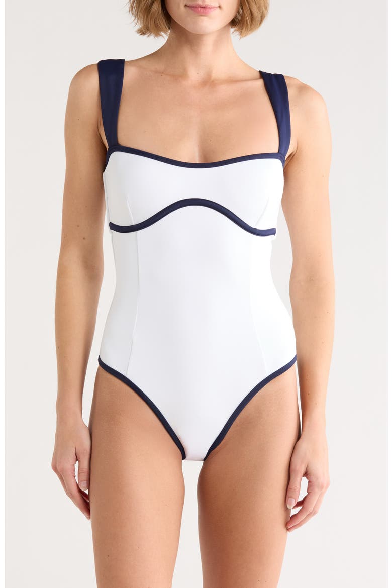 Sweetheart Neck Compression One-Piece Swimsuit, Main, color, WHITE001