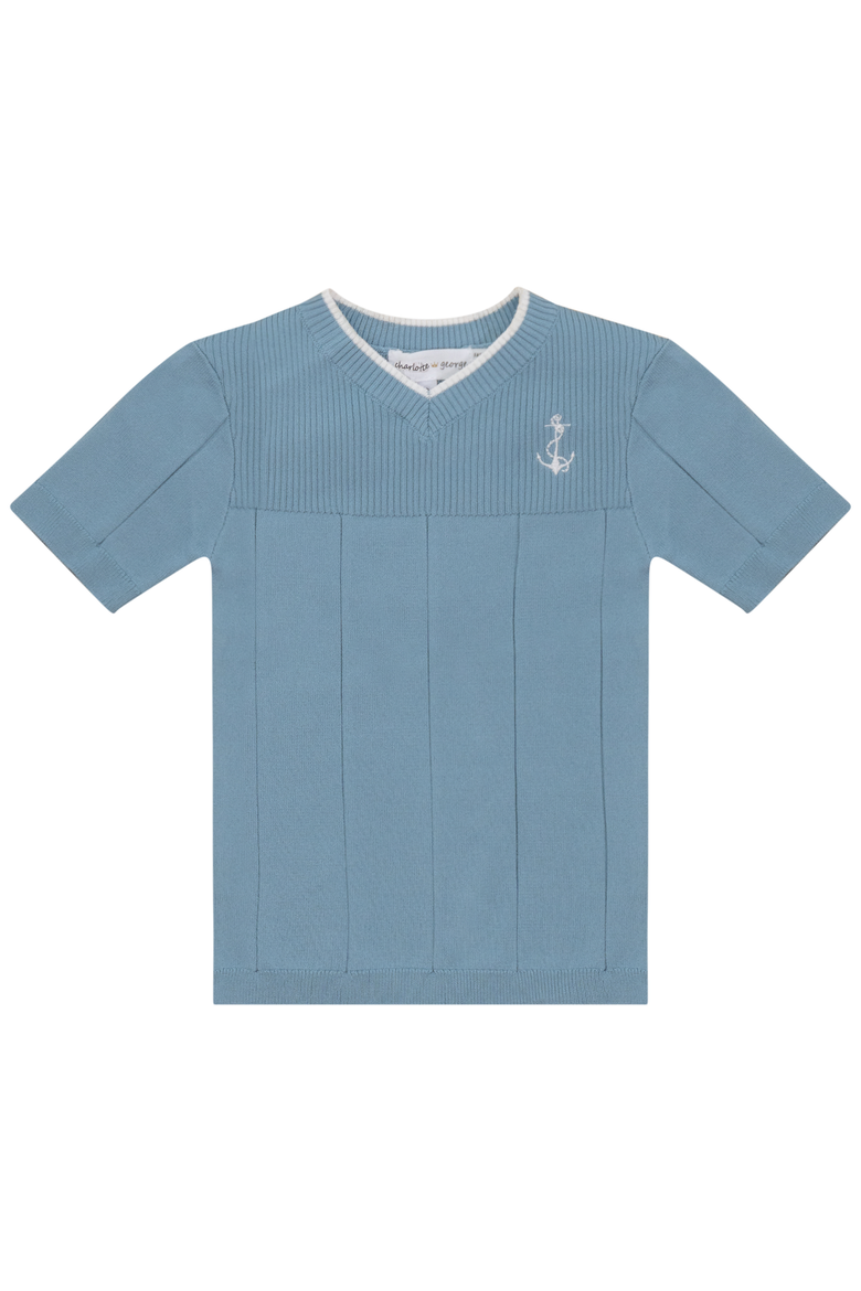 Anchor Embroidered V-Neck T Shirt, Main, color, Seabrook
