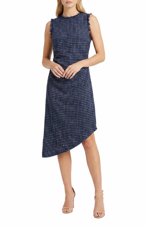 Tweed Asymmetric Midi Dress