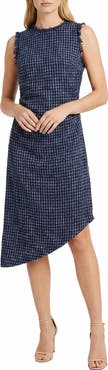Maggy London Tweed Asymmetric Midi Dress
