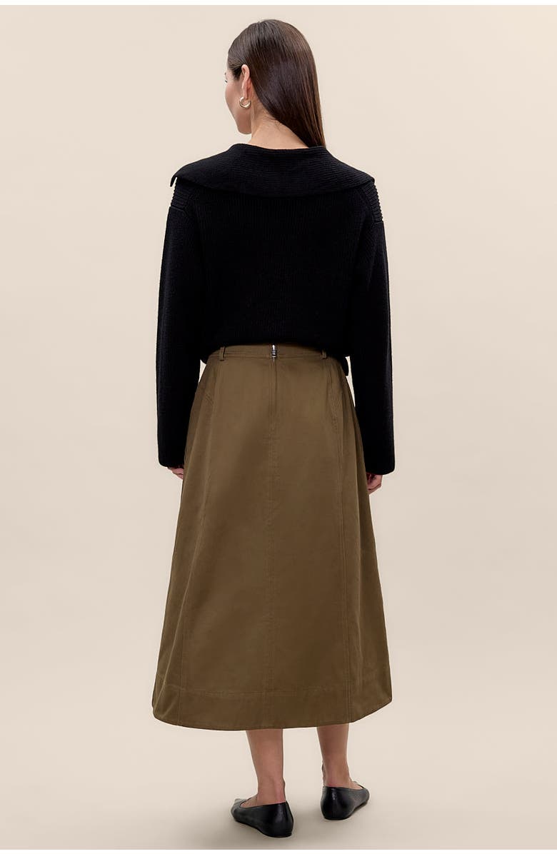 Rebecca Taylor Aria Twill Skirt, Alternate, color, Olive