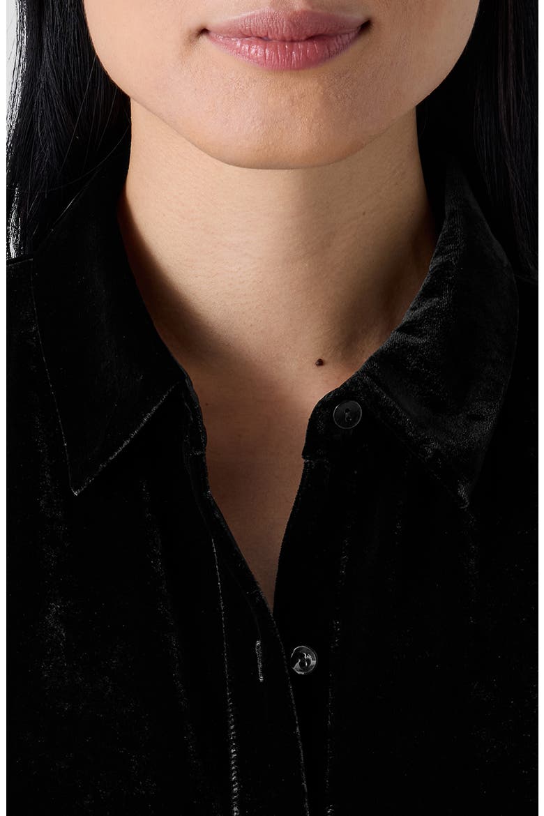 Classic Collar Easy Velvet Button-Up Shirt, Alternate, color, BLACK