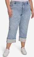 KARL LAGERFELD PARIS Crystal Cuff High Waist Jeans