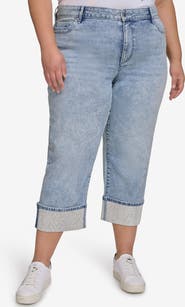 KARL LAGERFELD PARIS Crystal Cuff High Waist Jeans