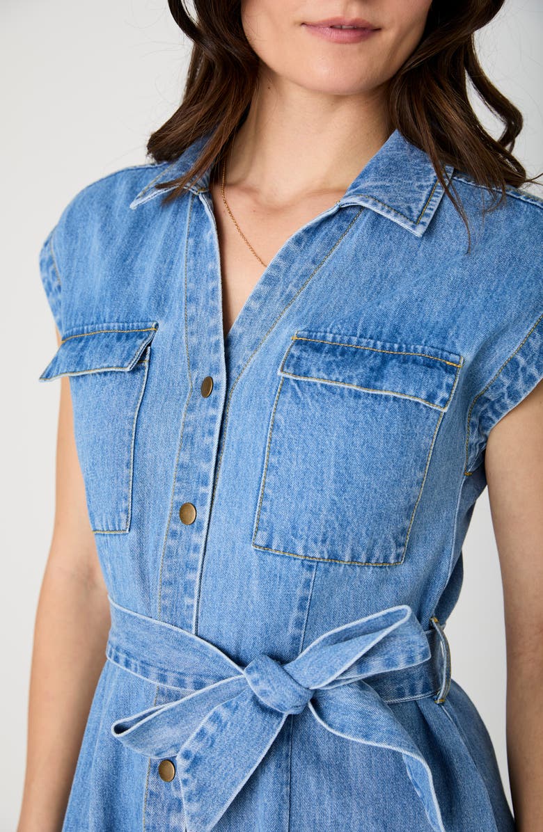French Connection Carter Cap Sleeve Denim Shirtdress, Alternate, color,