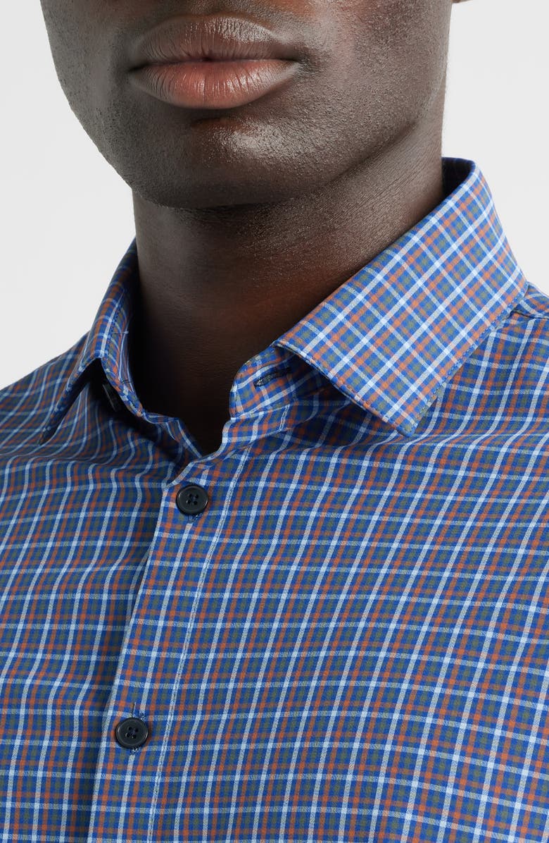 Mizzen+Main Leeward No Tuck Trim Fit Plaid Performance Button-Up Shirt, Alternate, color, Cobalt Doug Plaid