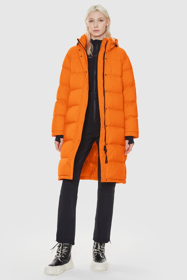 Puff-O® Mid-Length Down Puffer Jacket, Alternate, color, Orange