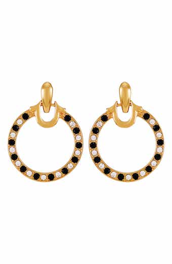 True Religion Pavé Crystal Circle Drop Doorknocker Earrings