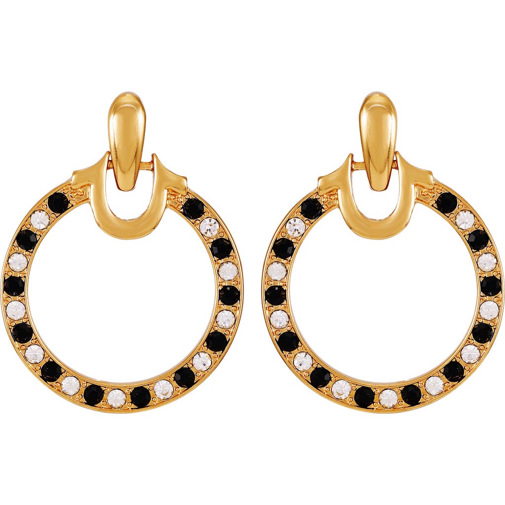 True Religion Pavé Crystal Circle Drop Doorknocker Earrings In Goldtone/jet