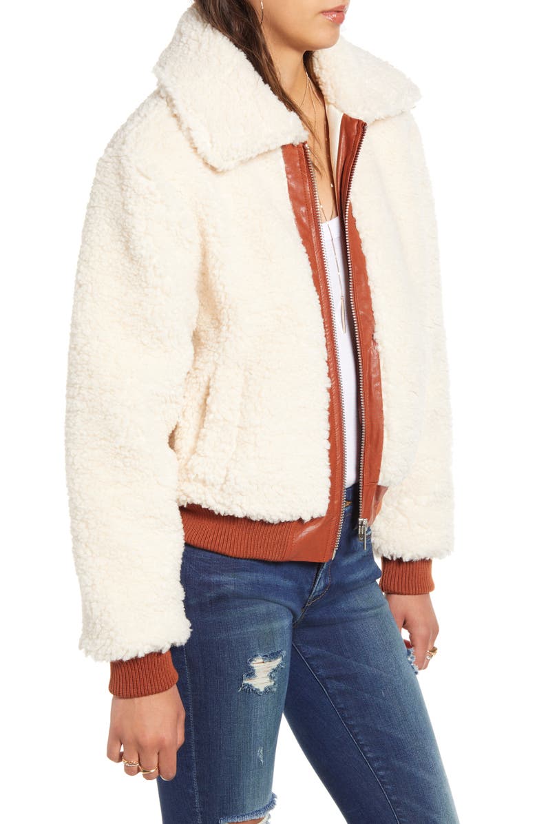 BLANKNYC Faux Shearling Crop Jacket, Alternate, color,
