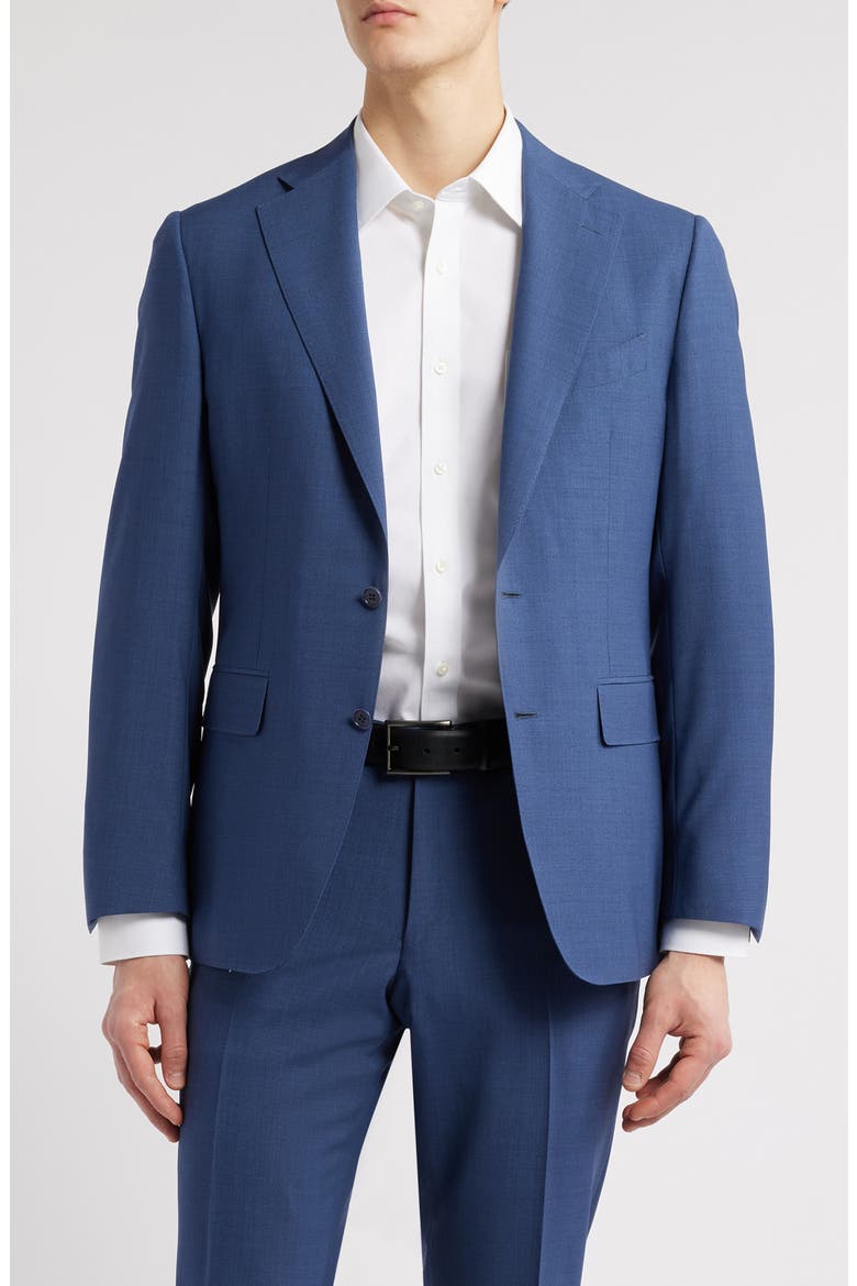 Capri Trim Fit Solid Blue Impeccabile Super 130s Wool Suit, Alternate, color, MED BLUE