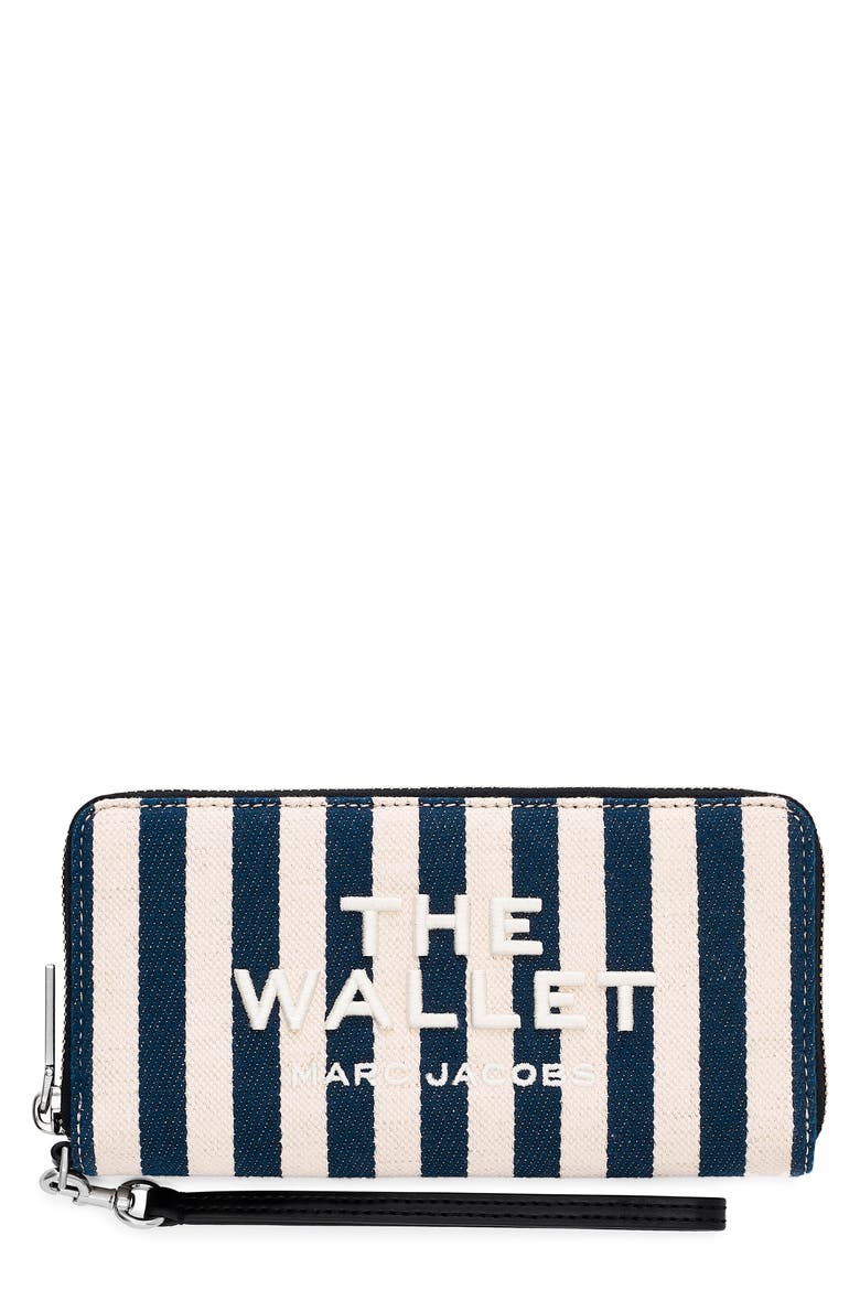 The Stripe Canvas Continental Wallet, Main, color, BLUE SEA MULTI