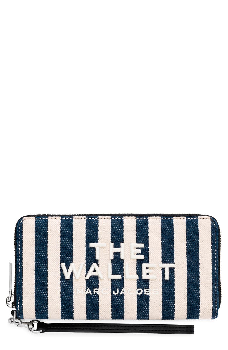 Marc Jacobs The Stripe Canvas Continental Wallet, Main, color, Blue Sea Multi