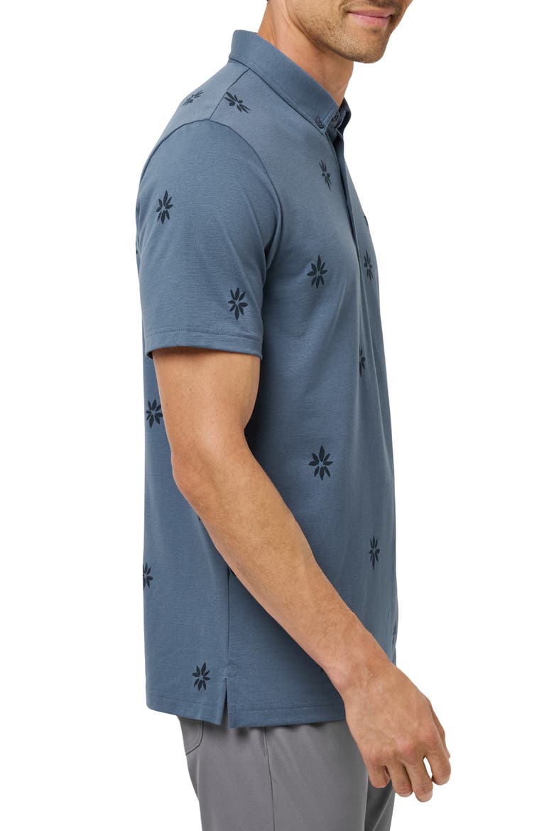 Rome Around Floral Button Down Polo, Alternate, color, BERING SEA