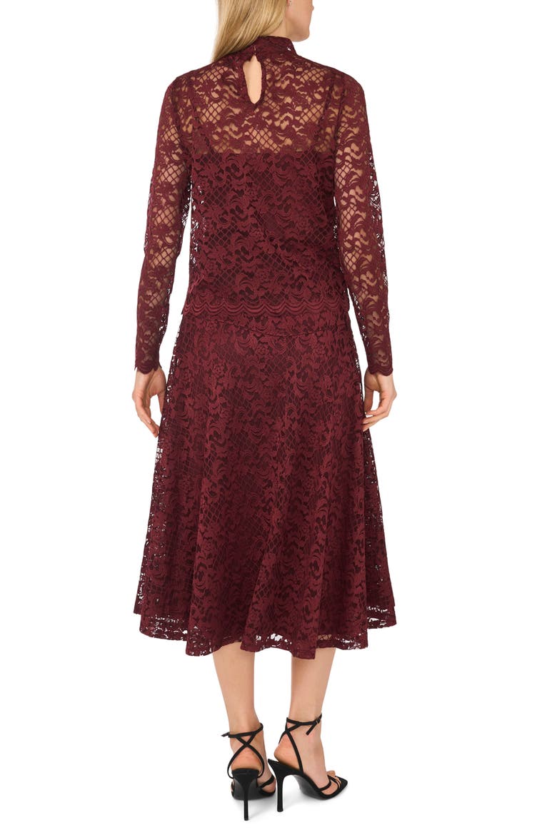 Lace Mock Neck Top, Alternate, color, MAUVE MARSALA