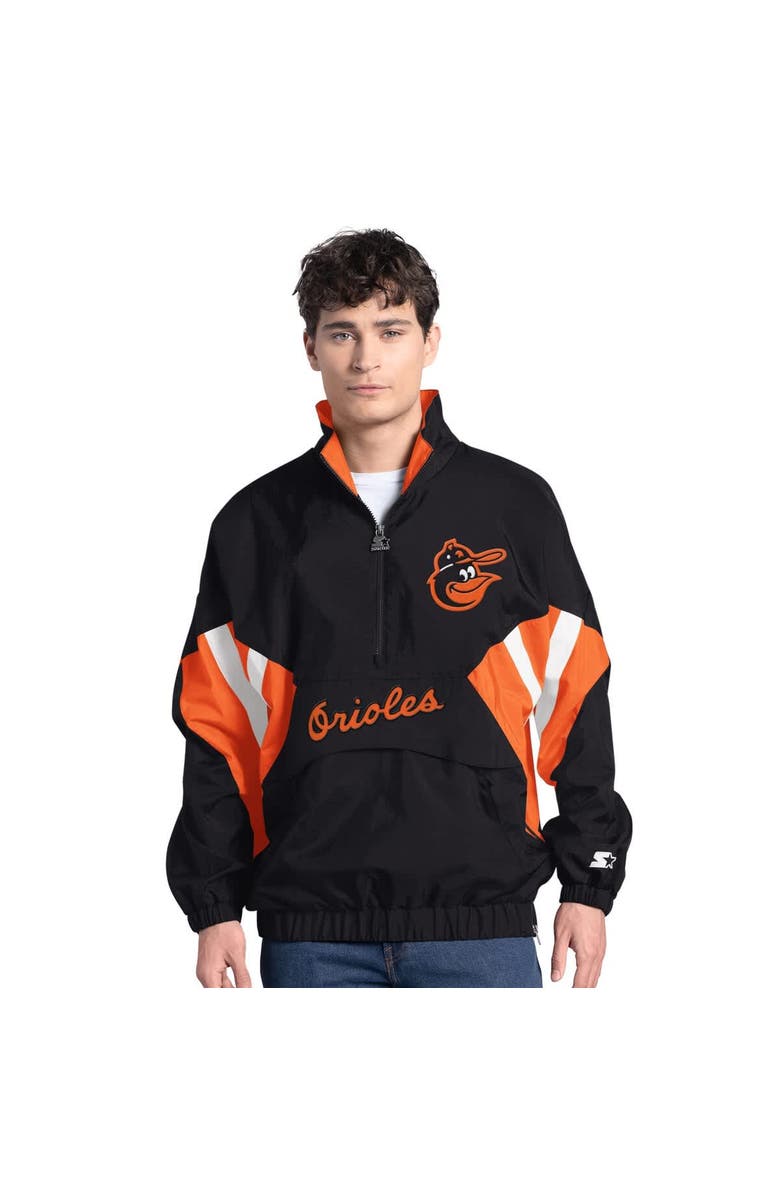 STARTER Men's Starter Black Baltimore Orioles Cooperstown Chief Half-Zip Pullover, Main, color, Black