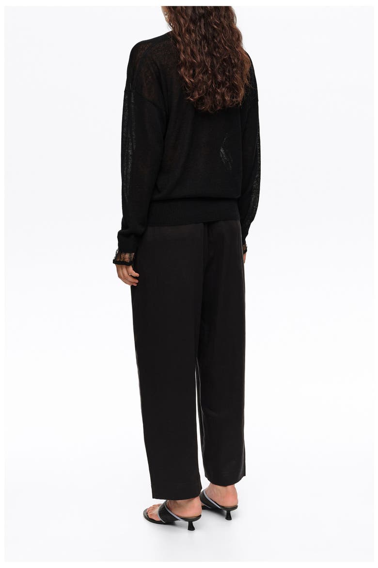 Wool V-Neck Long Sweater, Alternate, color, BLACK