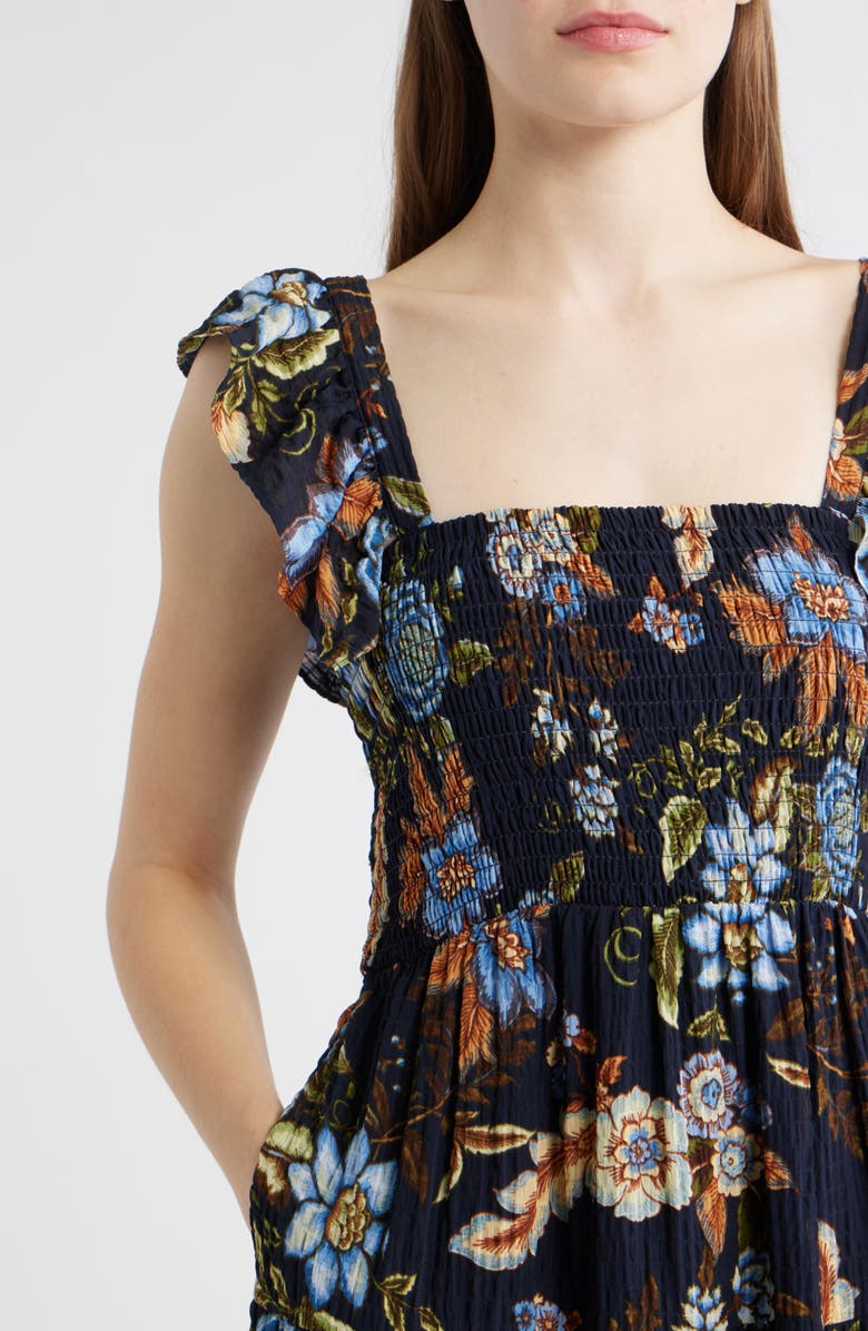 Vince Camuto Floral Midi Sundress, Alternate, color, Navy Multi