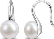 DELMAR Sterling Silver Cultured White Pearl Drop Earrings