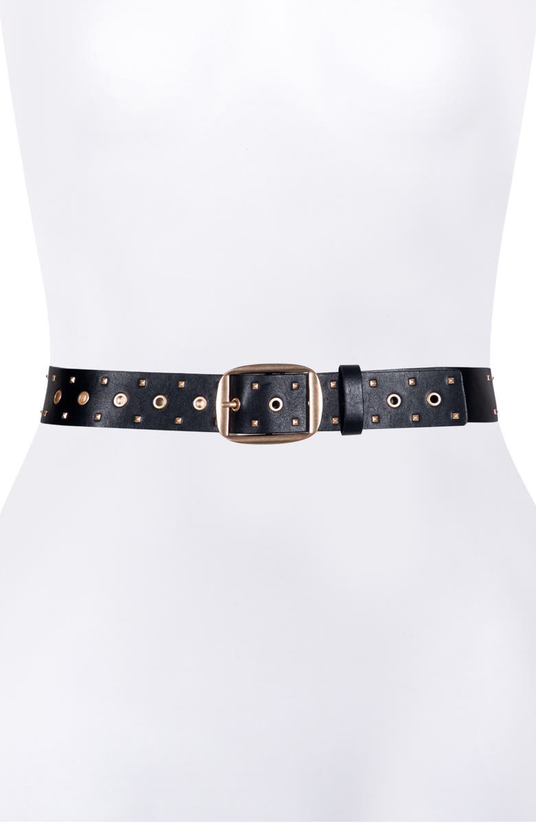 AllSaints Pyramid Stud & Eyelet Leather Belt, Alternate, color, 