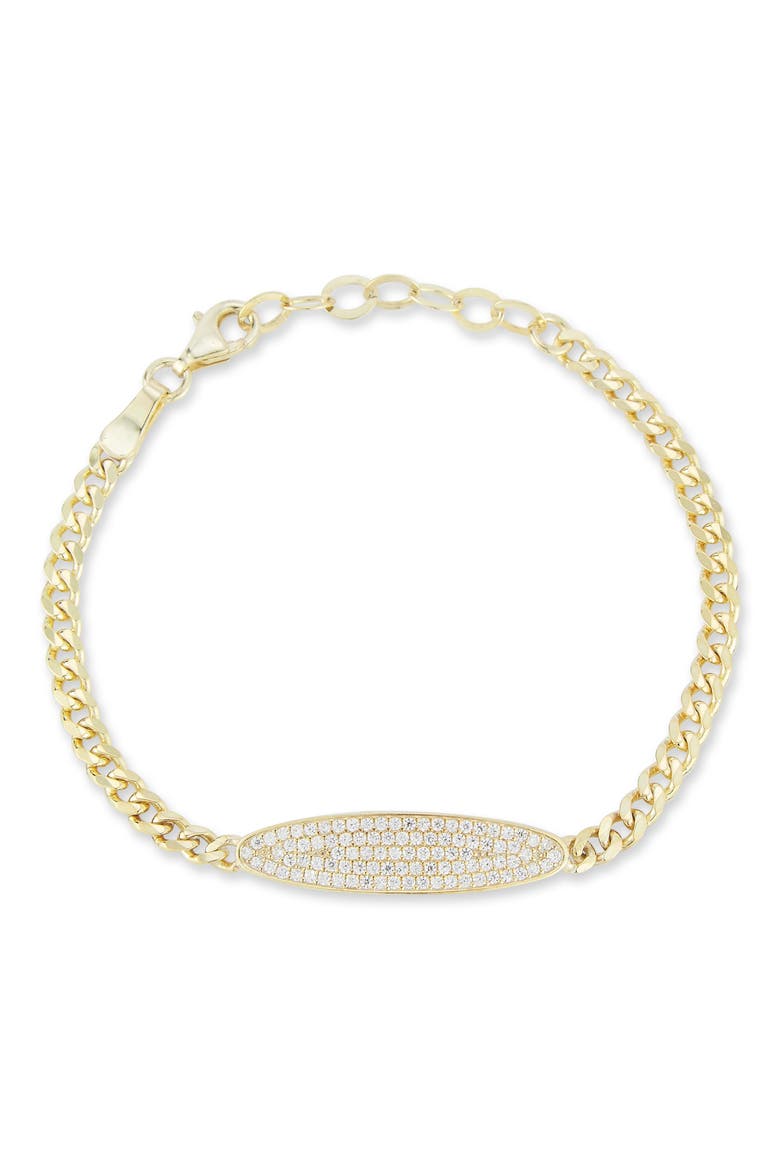 Pavé Cubic Zirconia Oval Bar Bracelet, Main, color, GOLD