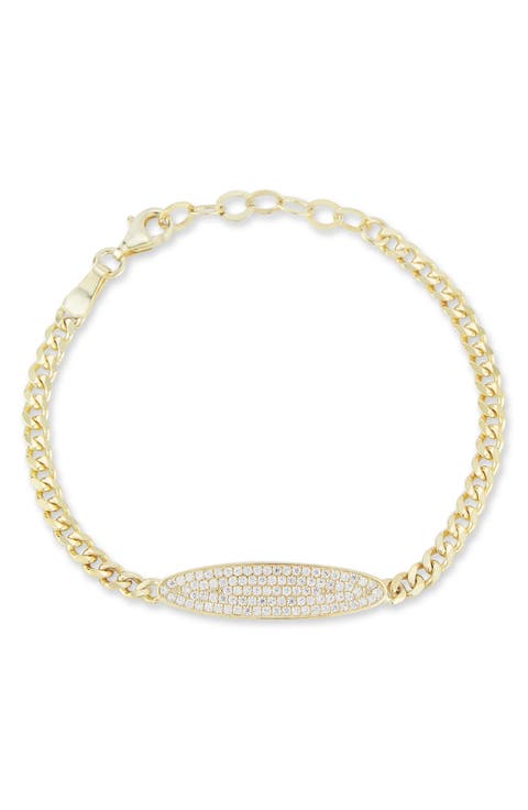 Pavé Cubic Zirconia Oval Bar Bracelet