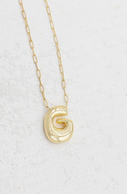 Small Paperclip Necklace with Gold Letter Charm