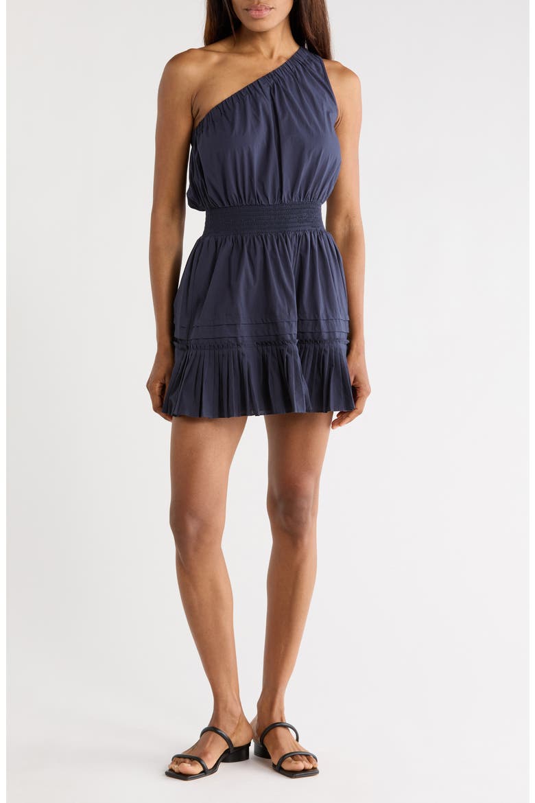 Maeva One-Shoulder Cotton Minidress, Main, color, NAVY
