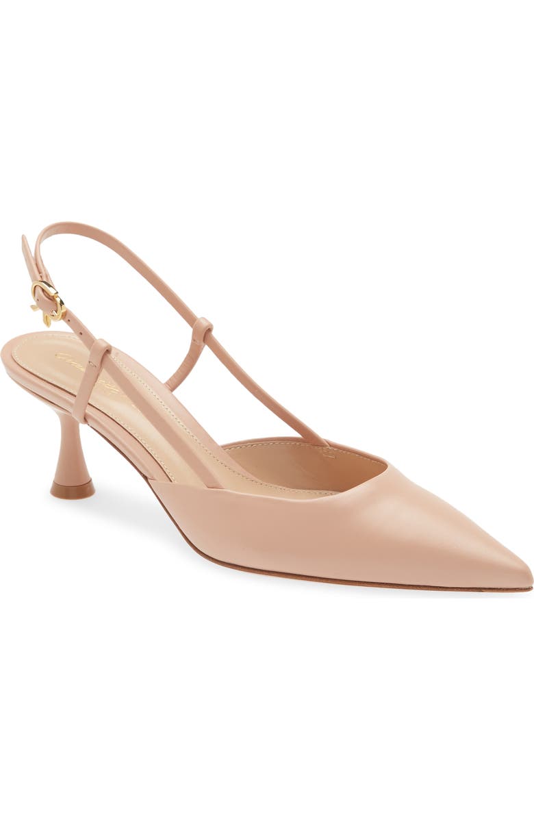 Gianvito Rossi Kitten Heel Slingback Pointed Toe Pump, Main, color, Peach