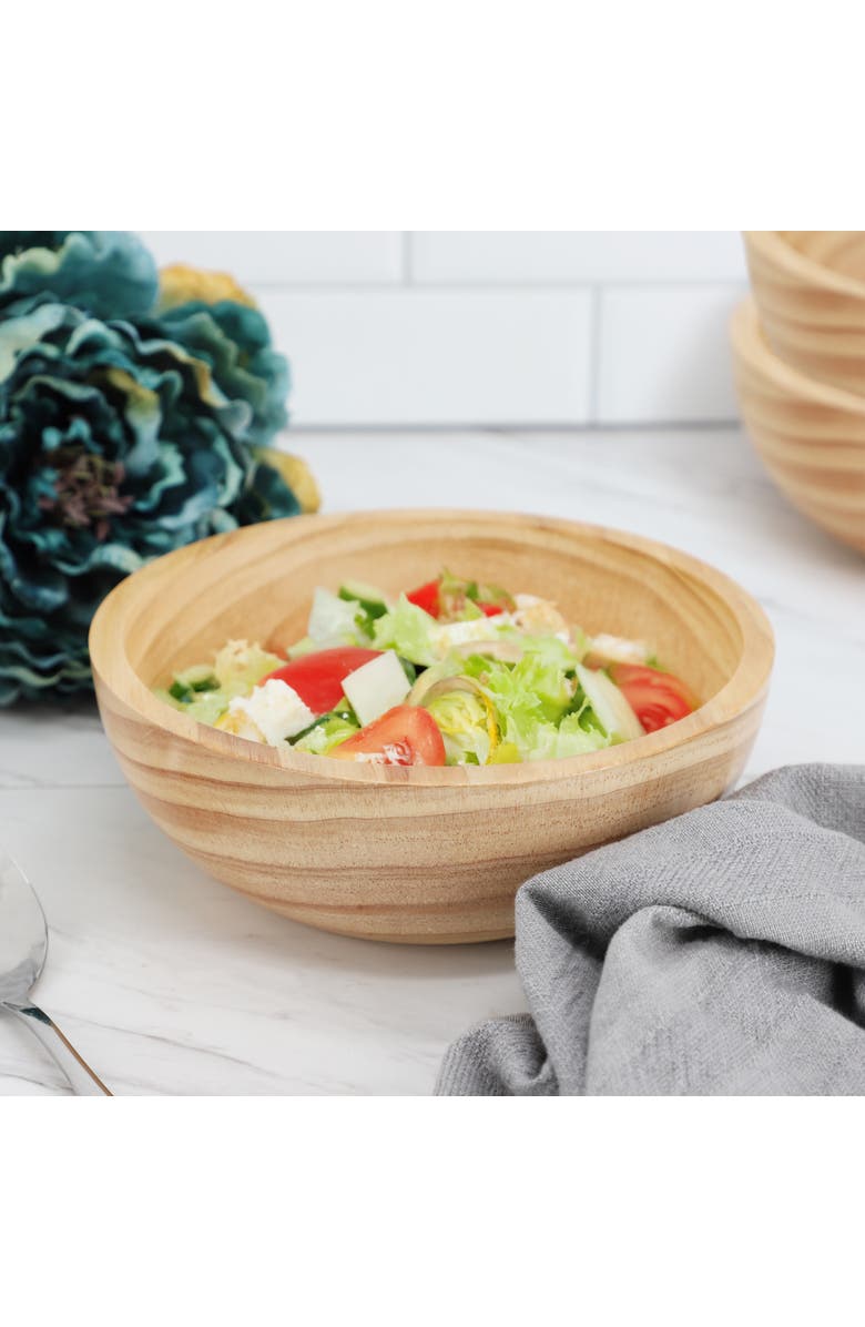Megachef 6 Piece 7 Inch Pine Wood Bowl Set, Alternate, color, Tan