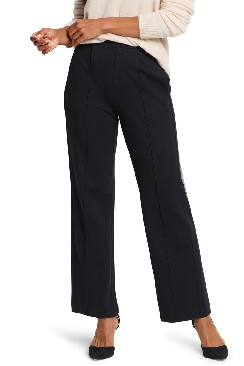 Seamed Pull-On Wide Leg Knit Pants, Main, color, BLACK ONYX