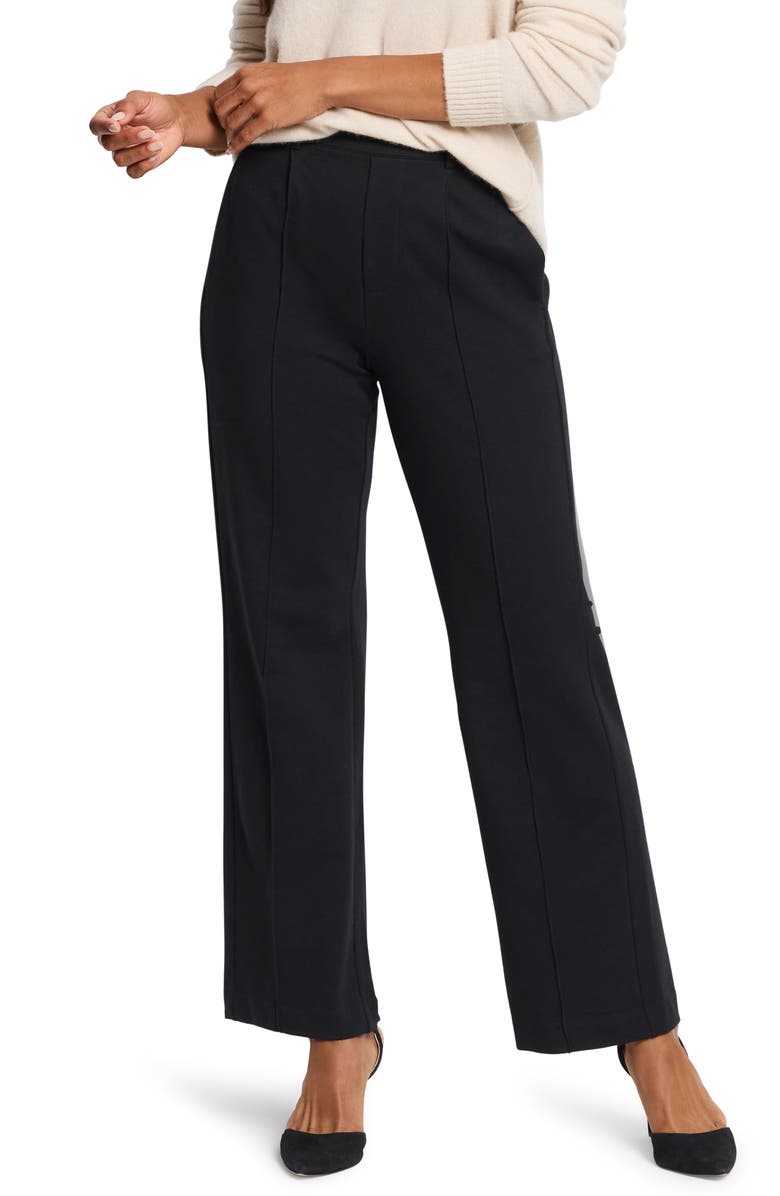NIC+ZOE Seamed Pull-On Wide Leg Knit Pants, Main, color, Black Onyx