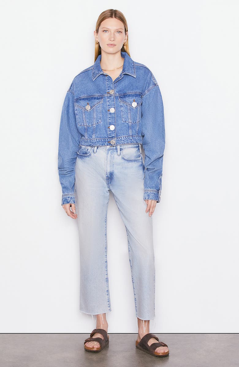 FRAME Crop Denim Trucker Jacket, Alternate, color,