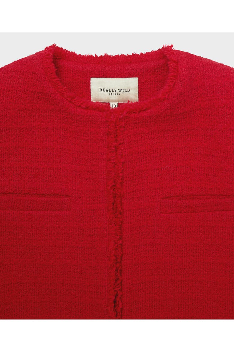 Pauline Cropped Wool Blend Boucle Jacket, Alternate, color, Poppy Red