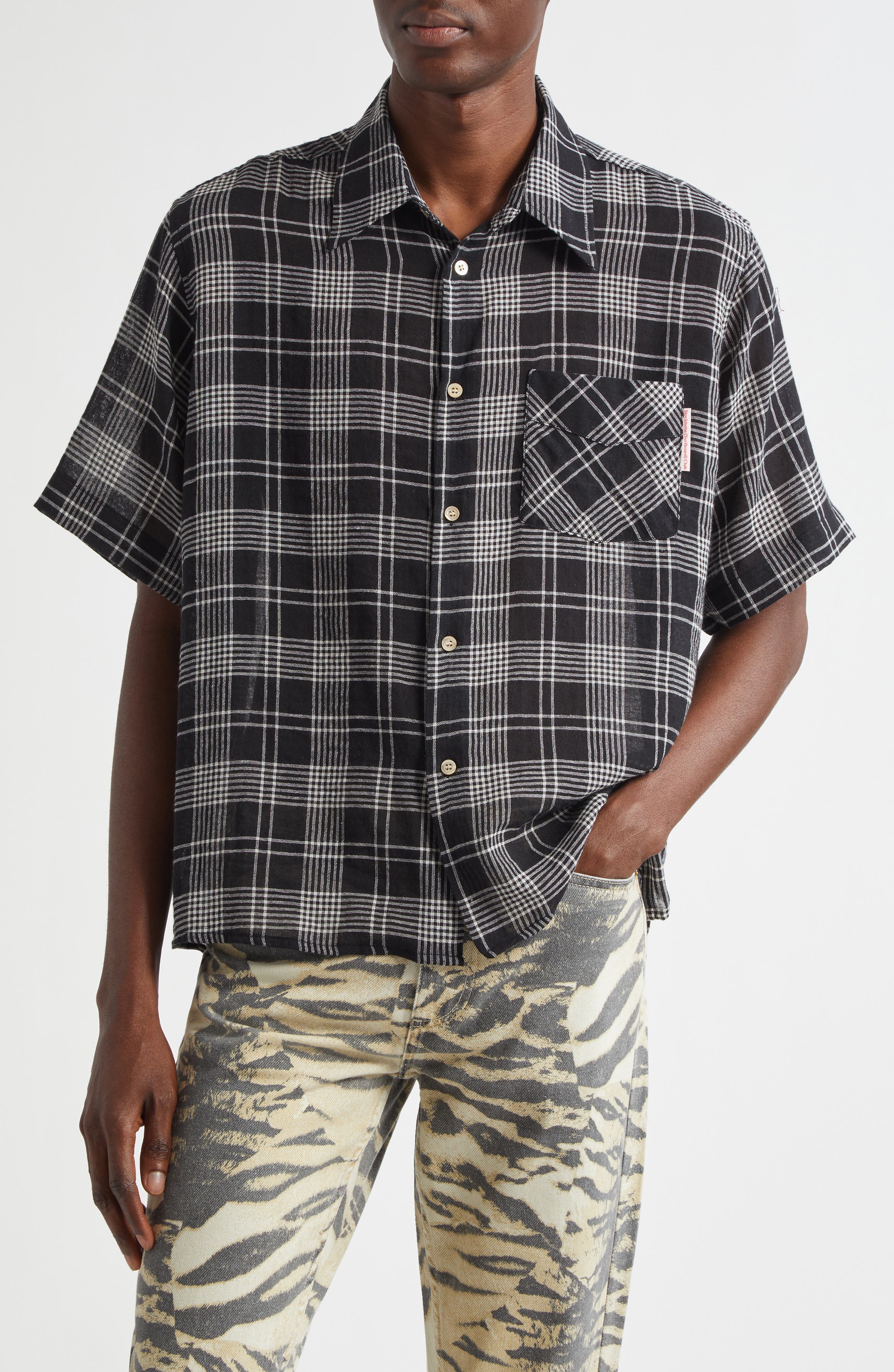 STOCKHOLM SURFBOARD CLUB Jerry Plaid Short Sleeve Button-Up Shirt
