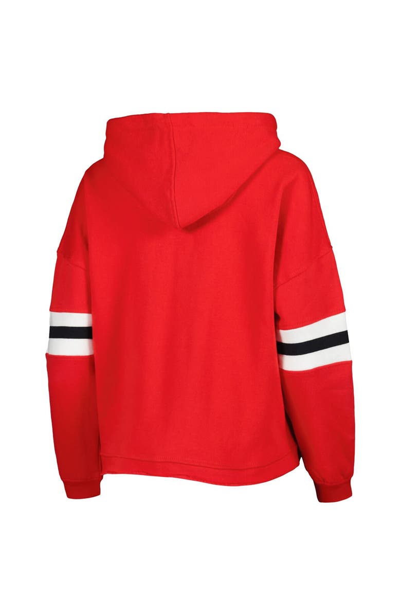 PRESSBOX Women's Pressbox Red Wisconsin Badgers Super Pennant Pullover Hoodie, Alternate, color,
