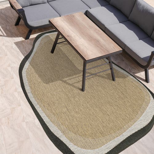 Jonathan Y Wyatt Modern Rustic Abstract Indoor/outdoor Shaped Area Rug In Brown/black