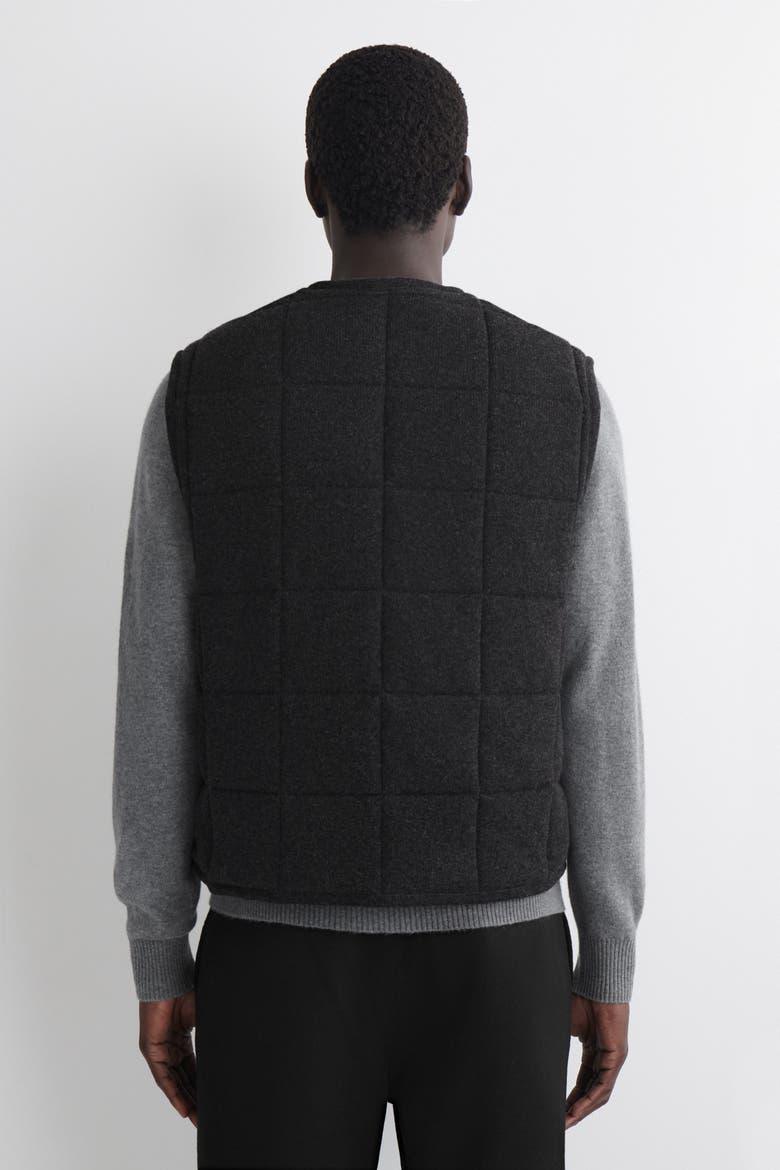 Padded Quilted Knit Merino Wool Vest, Alternate, color, CHARCOAL MÉLANGE