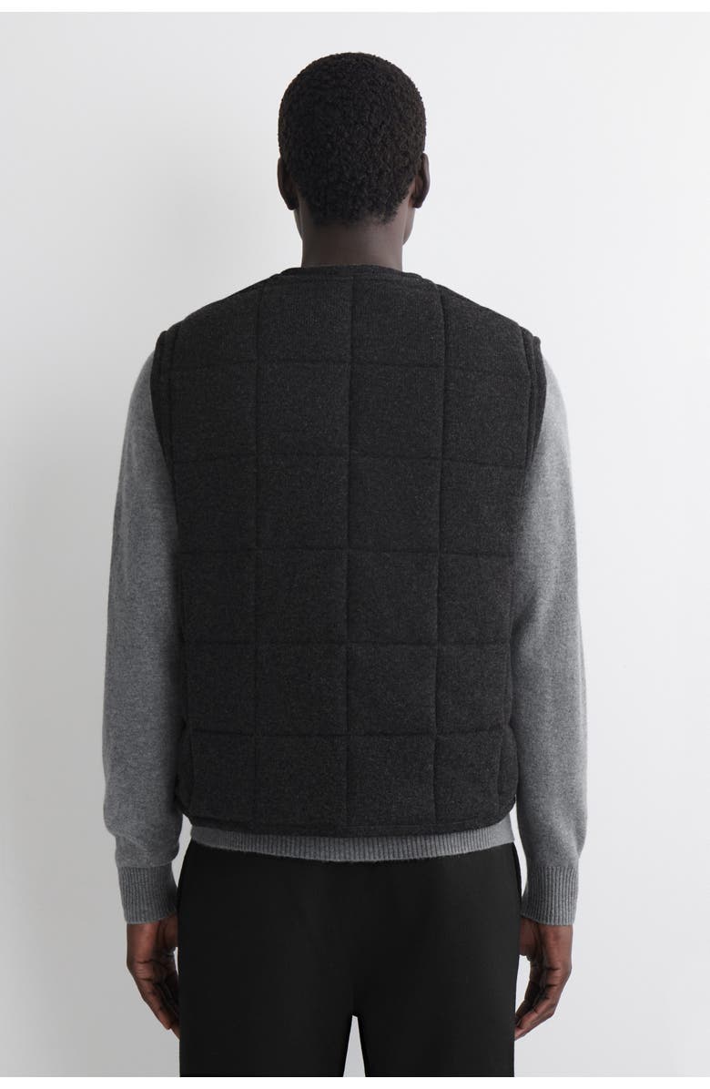 COS Padded Quilted Knit Merino Wool Vest, Alternate, color, Charcoal Mélange