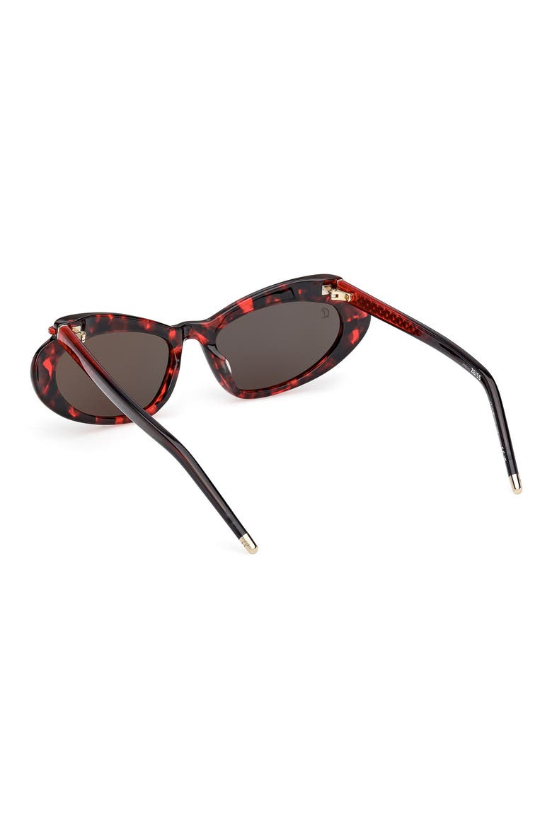 56mm Geometric Sunglasses, Alternate, color, RED HAVANA / GOLD / ZEISS