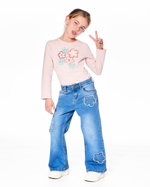 Organic Cotton Long Sleeve T-Shirt with Big Flowers (Little Kid & Big Kid)