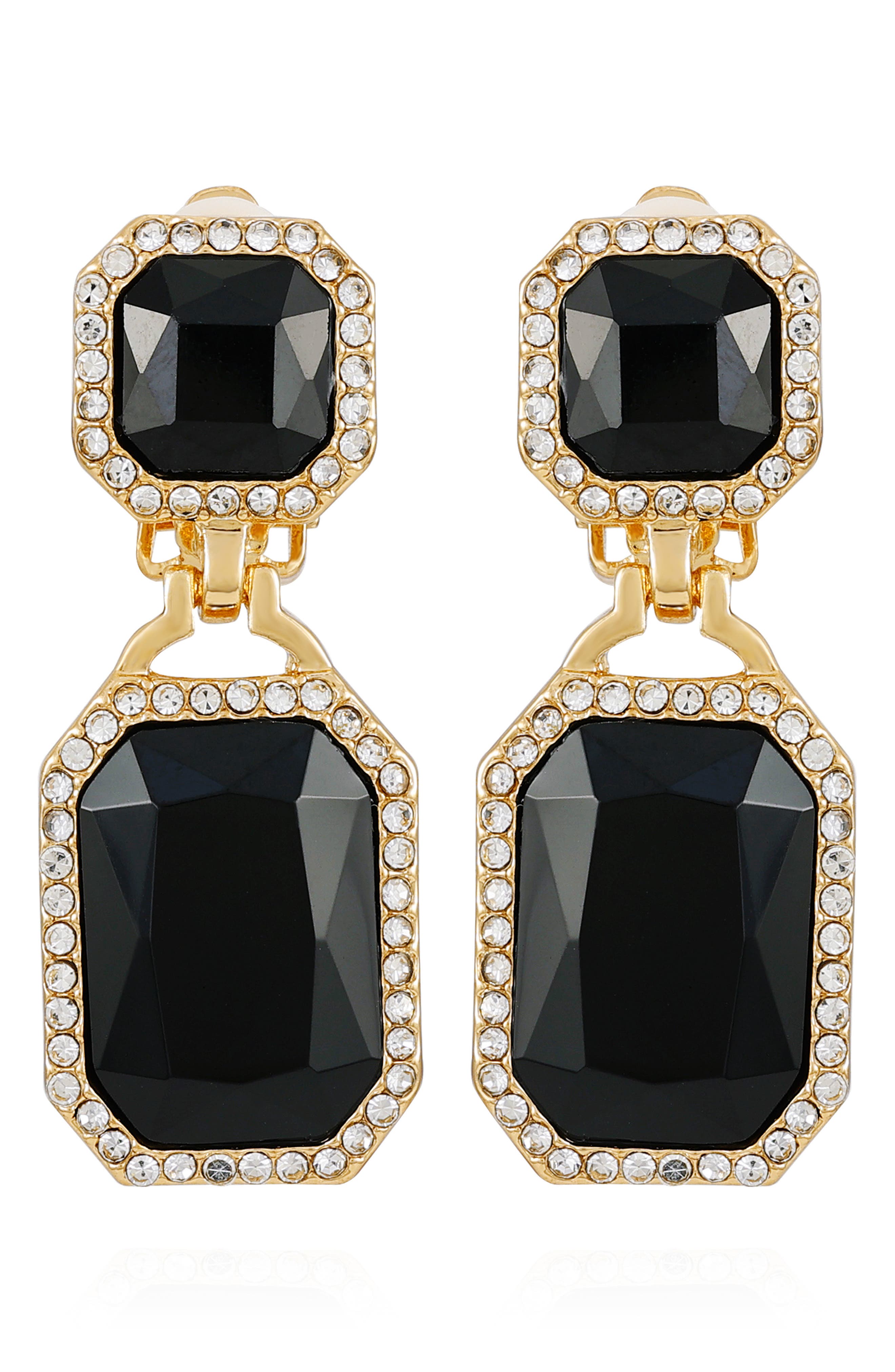 T Tahari Crystal Clip-On Drop Earrings
